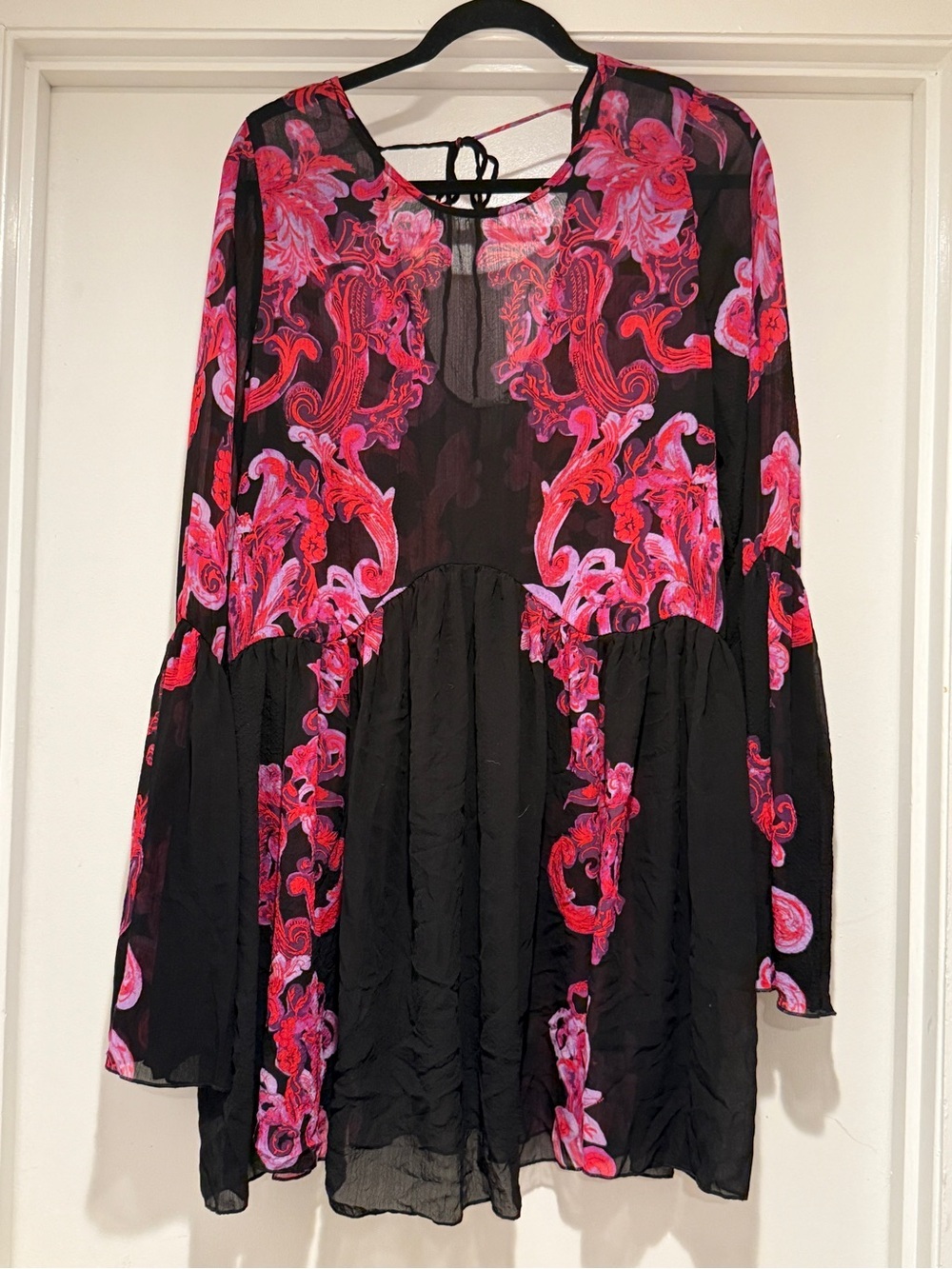 Intimately Free People Women's Floral Symphony Bell Sleeve Clip Tunic Dress